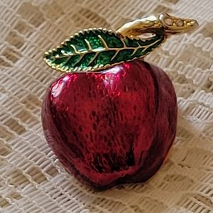 Vintage Enamel Apple Brooch
